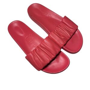 J.Crew Pacific Scrunchie Marlow Slides Sandals - Brilliant Coral Pink - Size 9.5